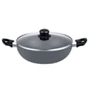Delcasa Aluminium Wok Pan With Glass Lid, 28 Cm - Induction Safe Frying Pan With Durable Non-Stick