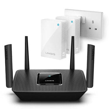 Linksys MR8300 Tri-Band Mesh WiFi Router & 2 Velop Plug-In Nodes - Bundle - Expansion Pack for Full House Coverage - 3 Packs