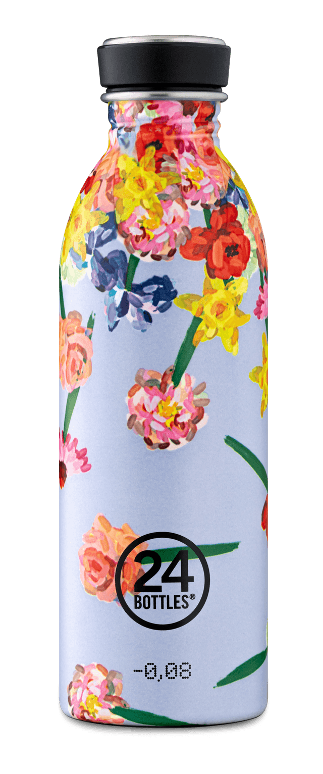 قنينة ماء معدنية - 500 مل - زهور ملونة - URBAN Bottle Floral (500ml) Lightest Insulated Stainless Steel Water Bottle, Eco-Friedly Reusable BPA - 24Bottles - 35683