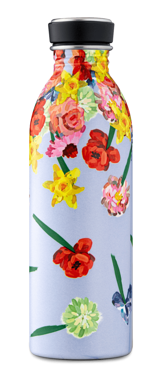 قنينة ماء معدنية - 500 مل - زهور ملونة - URBAN Bottle Floral (500ml) Lightest Insulated Stainless Steel Water Bottle, Eco-Friedly Reusable BPA - 24Bottles - 146389