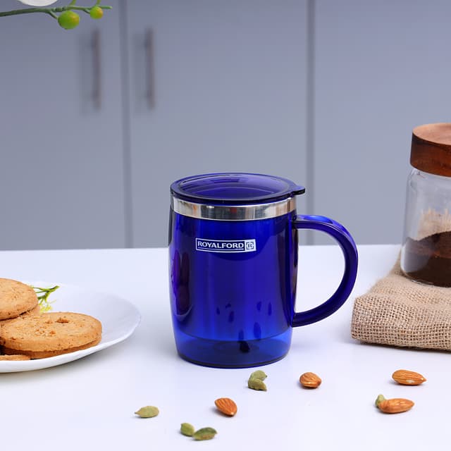 Royalford 14Oz Stainless Steel Travel Mug - Coffee Mug With Handle & Lid Travel Friendly