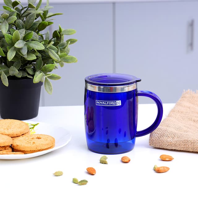 Royalford 14Oz Stainless Steel Travel Mug - Coffee Mug With Handle & Lid Travel Friendly