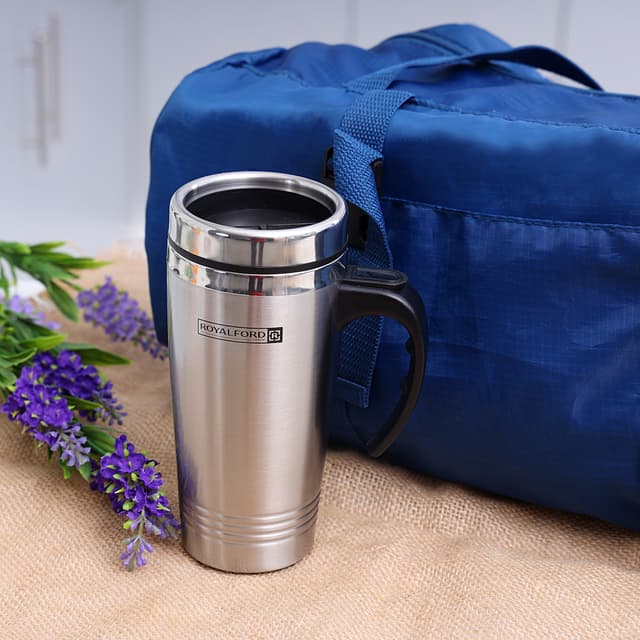 Royalford 16Oz Travel Mug - Portable With Comfortable High Grip Handle, & High-Grade Thick Wall