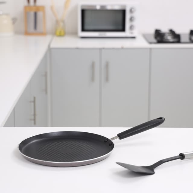 مقلاة فطائر غير لاصقة مقاس 26 سم من رويال فورد Royalford Non-Stick Pancake Pan - Induction Crepe Pan With Heat Resistant Handle, Griddle Dosa