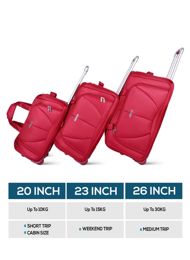 طقم شنط دافل قماش 20/23/26 انش ثلاث قطع بارا جون أحمر PARA JOHN Duffle Bag Set