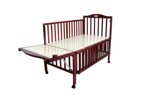 Baby Plus Coffee Wooden Bed With Cradle And Mosquito Net