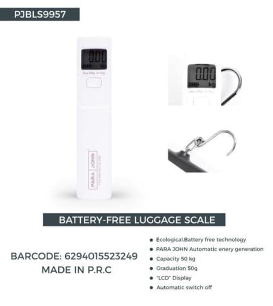 ميزان شنط السفر الرقمي 50 كغ بارا جون Para john Battery Free Luggage Scale LCD Display