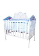 سرير للأطفال أزرق مع ناموسية Wooden Bed With Cradle And Mosquito Net - Baby Plus