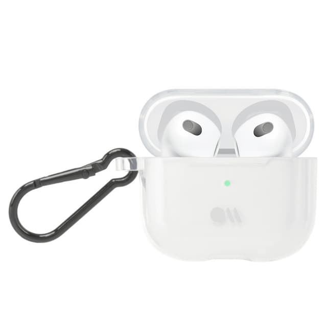 Case-Mate Apple Airpods 3rd Gen Case - Tough Clear Design, Lightning Port Access, Included Carbiner Clip, Precision Molded Fit, Wireless Charging Compatible - Clear