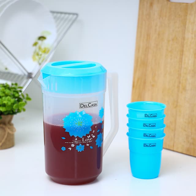 ابريق ماء 2.3 لتر مع أربع كاسات Delcasa 2.3 Litre Water Jug With 4 Glasses