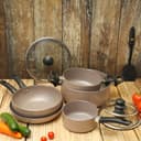 طقم أواني طهي غرانيت Granite Coated Smart Cookware Set - Delcasa