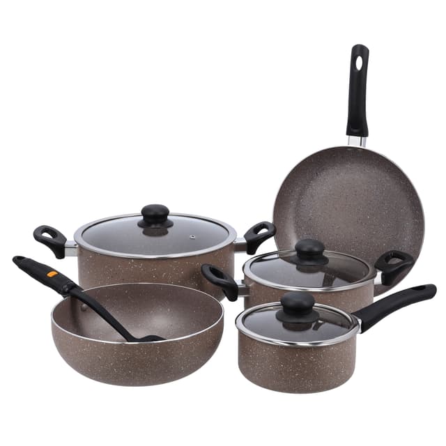 طقم أواني طهي غرانيت Granite Coated Smart Cookware Set - Delcasa