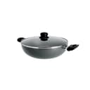 Delcasa Aluminium Wok Pan With Glass Lid, 28 Cm - Induction Safe Frying Pan With Durable Non-Stick