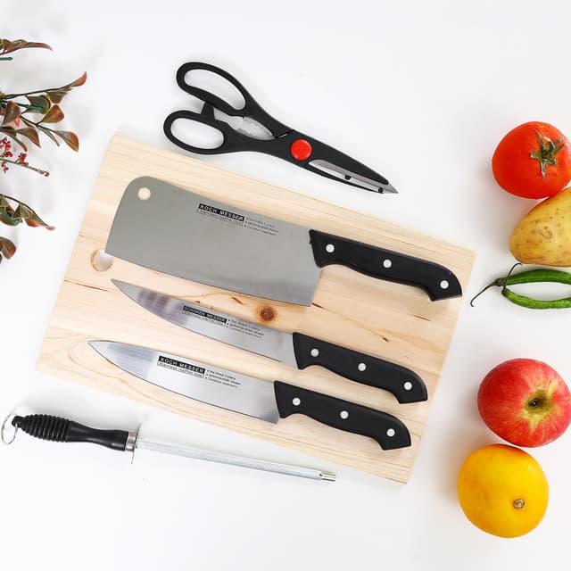 Delcasa 5 Pcs Kitchen Knife Set With Cutting Board