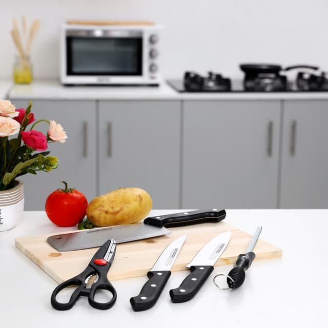 Delcasa 5 Pcs Kitchen Knife Set With Cutting Board