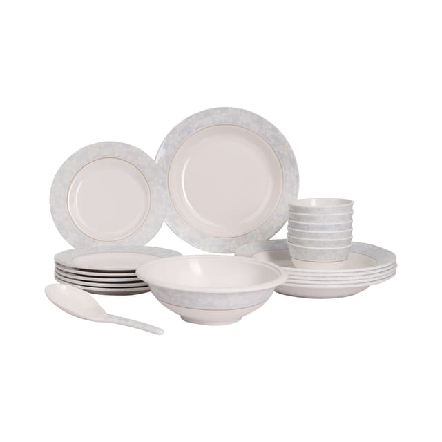 Delcasa Melamineware Dinner Set 20Pcs, DC1919 - 10" Deep Plate, 8" Flat Plate, 4" Bowl, 8.5 Bowl, Rice Spoon, Dishwasher Safe, Freezer Safe