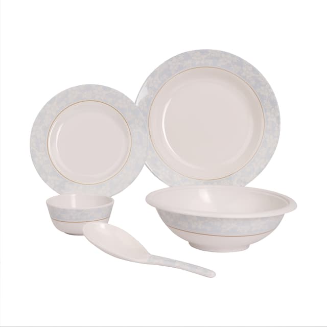 Delcasa Melamineware Dinner Set 20Pcs, DC1919 - 10" Deep Plate, 8" Flat Plate, 4" Bowl, 8.5 Bowl, Rice Spoon, Dishwasher Safe, Freezer Safe