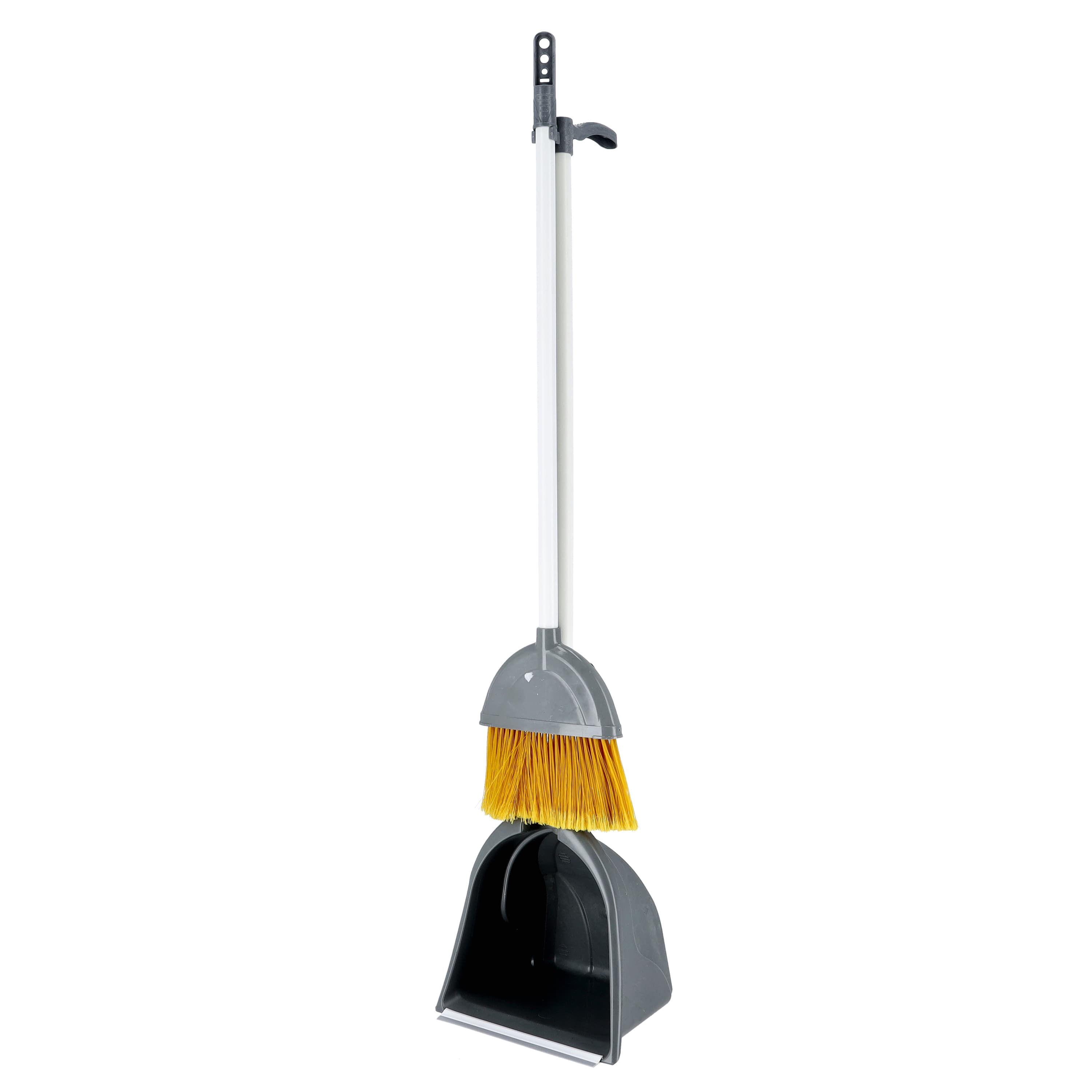 Delcasa Jumbo Dust Pan And Brush, DC1966 | Long Handle Plastic Made | Mounted Dustpan Design | Broom And Dust Pan Cleaning Set For Schools, Restaurants, Hospitals, Offices