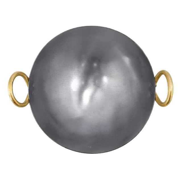 Delcasa Iron Kadai with Deep Round Bottom and Strong Handle | DC1989 | Traditional 23 cm Deep Frying Kadai | Ideal for Home Cooking, Restaurant Kitchen and Catering