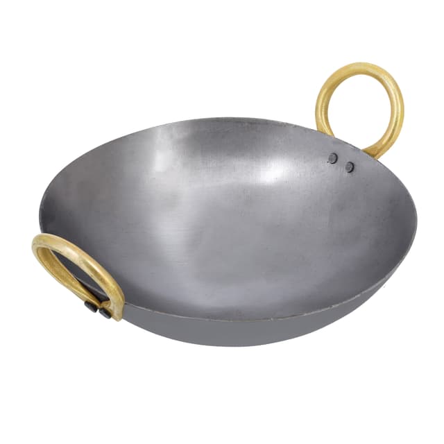 Delcasa Iron Kadai with Deep Round Bottom and Strong Handle | DC1989 | Traditional 23 cm Deep Frying Kadai | Ideal for Home Cooking, Restaurant Kitchen and Catering