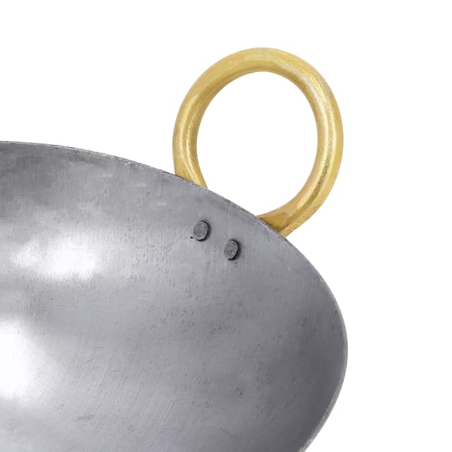 Delcasa Iron Kadai with Deep Round Bottom and Strong Handle | DC1989 | Traditional 23 cm Deep Frying Kadai | Ideal for Home Cooking, Restaurant Kitchen and Catering