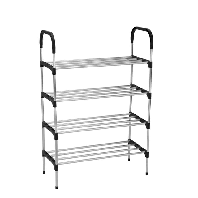 رف أحذية معدني - 4 رفوف Shoe Rack, Chrome-Finish Durable Iron - Delcasa