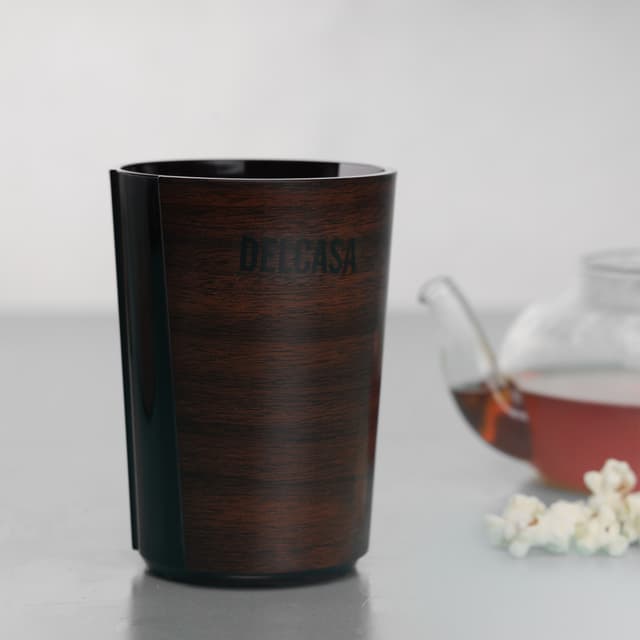 Delcasa Acrylic Water Glass, 380ml Capacity, DC2113 | 100% Food Grade Material & BPA-Free | Elegant Wooden Design | Perfect For Serving In Parties & Every Day Use | Unbreakable, Strong & Highly Durable