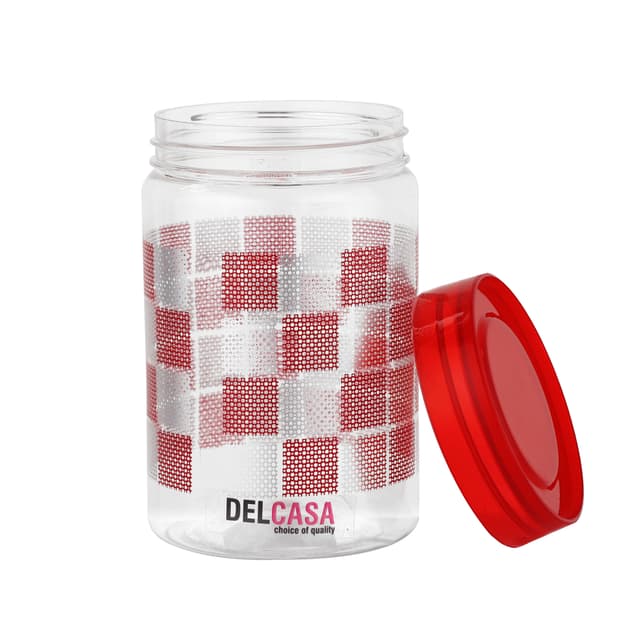 Delcasa Plastic Canister, 800ml Capacity, DC2181 | PET Plastic & Transparent | Wide Mouth | Lightweight & Durable | Easy To Clean | Food Friendly
