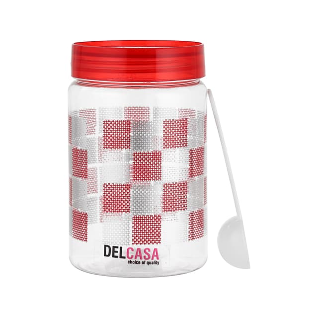 Delcasa Plastic Canister, 800ml Capacity, DC2181 | PET Plastic & Transparent | Wide Mouth | Lightweight & Durable | Easy To Clean | Food Friendly