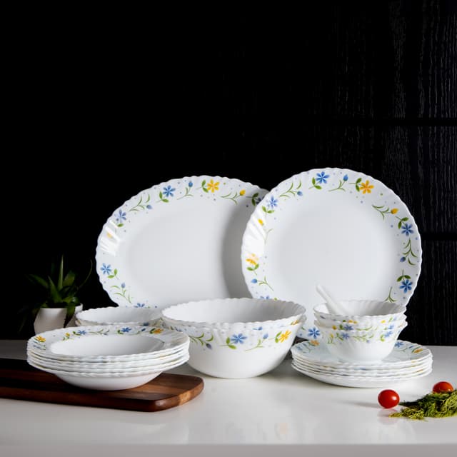 طقم سفرة طعام زجاج أوبال 33 قطعة ديلكاسا Opalware Dinner Set Delcasa