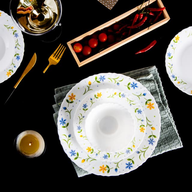 طقم سفرة طعام زجاج أوبال 33 قطعة ديلكاسا Opalware Dinner Set Delcasa