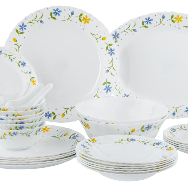 طقم سفرة طعام زجاج أوبال 33 قطعة ديلكاسا Opalware Dinner Set Delcasa