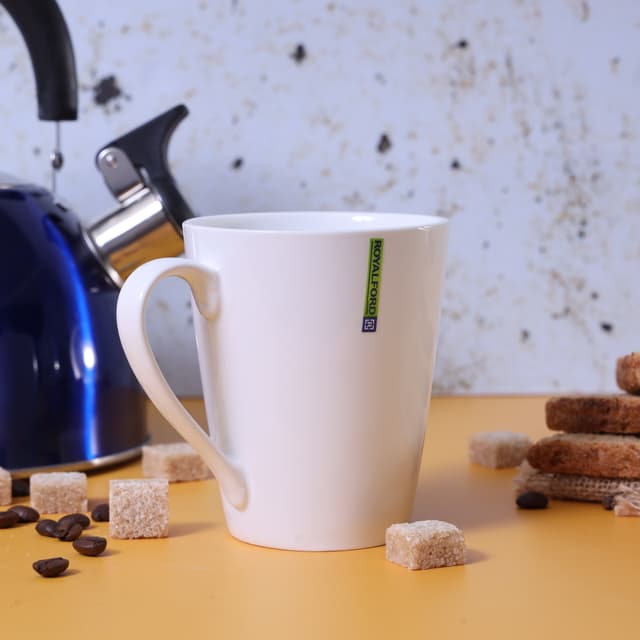 ماغ (كوب) بورسلين 230 مل أبيض Royalford - 230Ml Magnesia Porcelain Mug - Large Coffee & Tea Mug