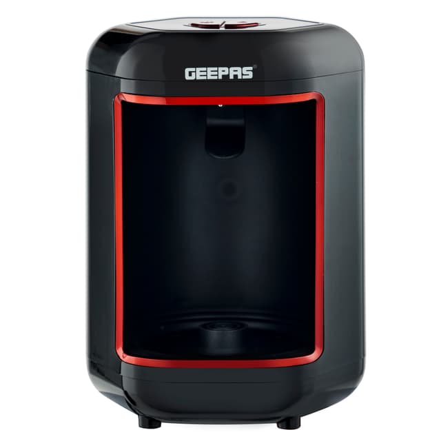 Geepas Turkish Coffee Maker, 4 Cups Capacity, GCM41515 | Plastic Materials With Stainless Steel Heat Plate | Overflow Prevention System | Sound Alarm System | Auto-Shut Off