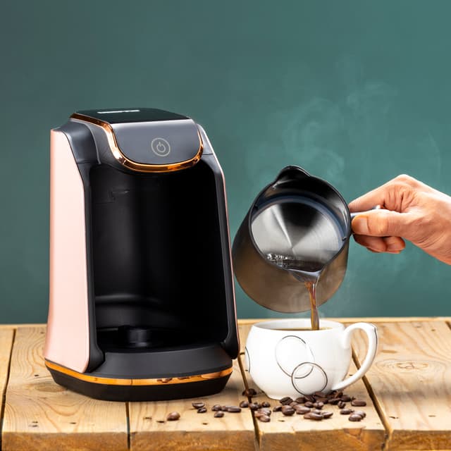 Geepas Turkish Coffee Maker, 4 Cups Capacity, GCM41517 | Plastic Materials With Stainless Steel Heat Plate | Overflow Prevention System | Sound Alarm System | Auto-Shut Off