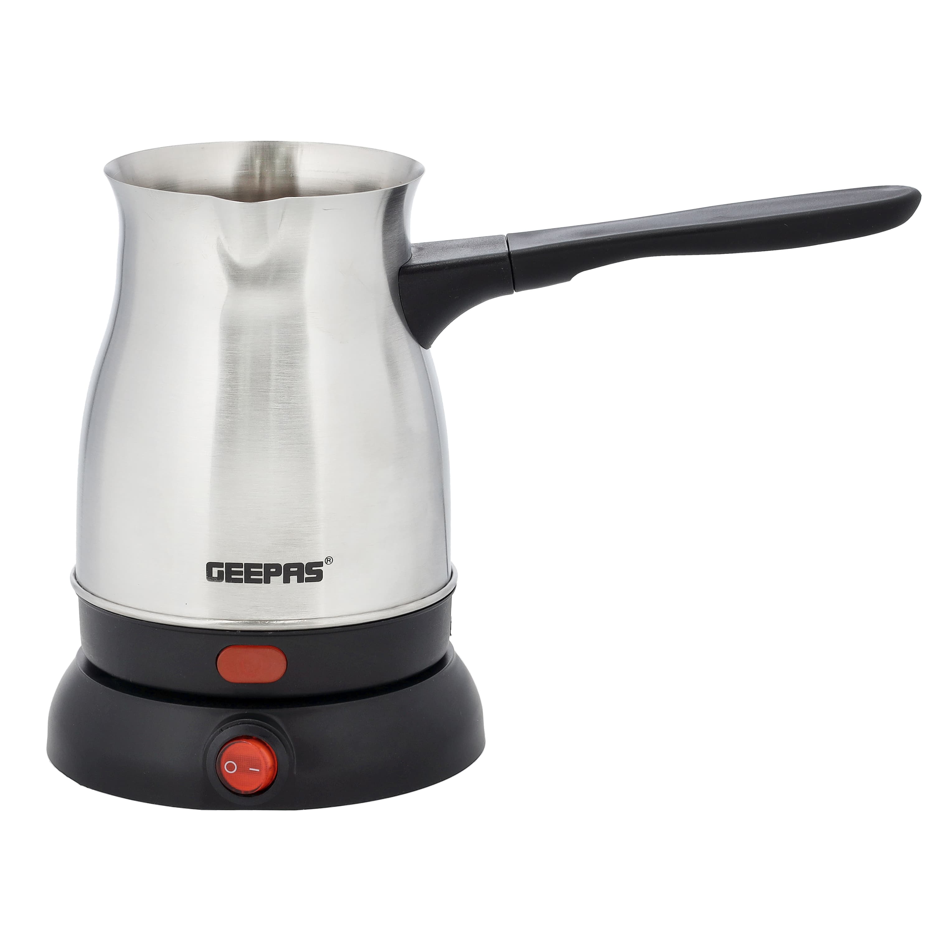 Geepas Electric Turkish Coffee Maker, Stainless Steel Body, GK38050 - 0.8L Capacity,360-Degree Rotation, Non-Automatic Cut Off, Coffee Kettle for Home Office, Food Grade and Safe to Drink, 2 Years Warranty