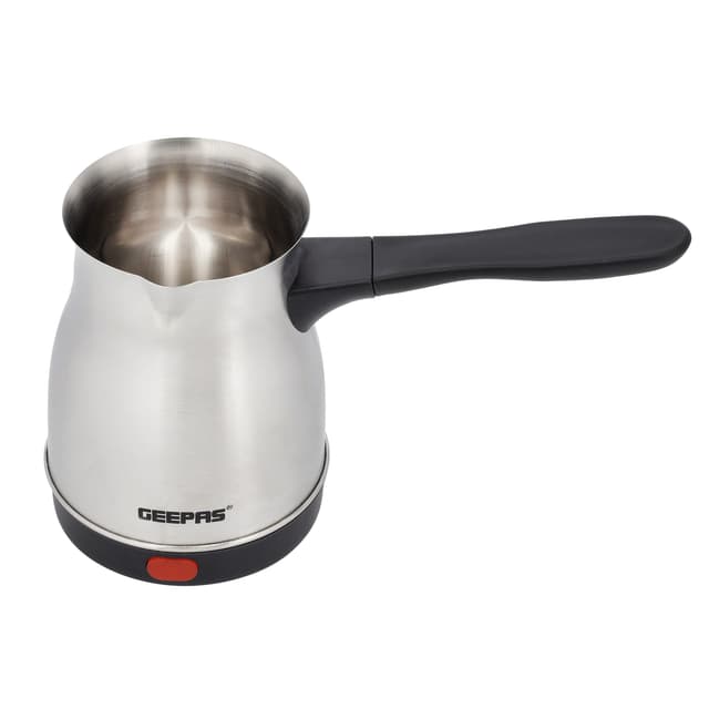 Geepas Electric Turkish Coffee Maker, Stainless Steel Body, GK38050 - 0.8L Capacity,360-Degree Rotation, Non-Automatic Cut Off, Coffee Kettle for Home Office, Food Grade and Safe to Drink, 2 Years Warranty