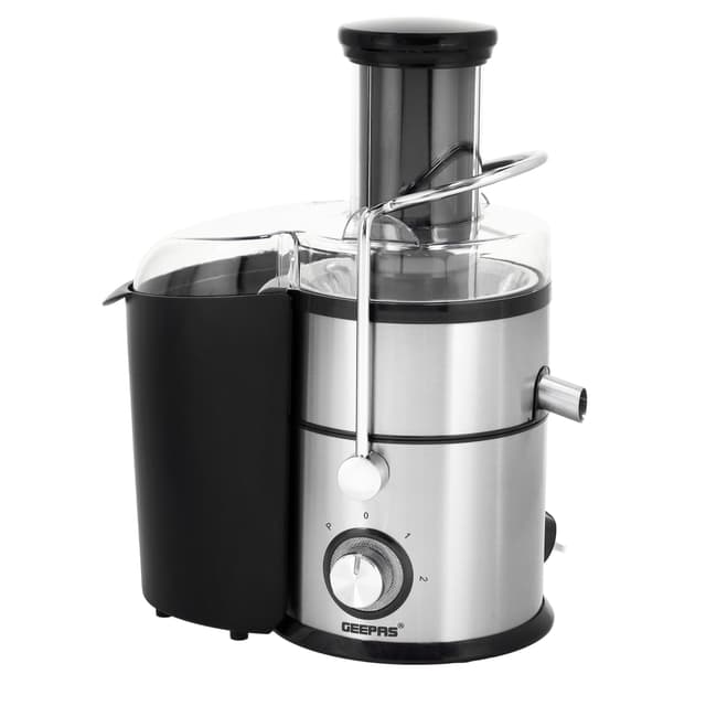 Geepas 4-in-1 Juicer Blender, 75mm Wide Feeding Chute, GSB44049 | 2.2L Pomace Container | 2 Speed with Pulse Function | 1L Glass Blender & Juice Jug | Safety Interlock | 800W Motor