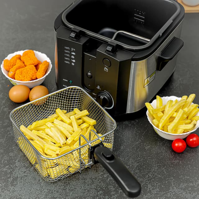 Krypton Deep Fryer, 1600W Power, KNDF6347 - 130-190 Degree Celsius Adjustable Time & Temperature ,2 L Detachable Inner Pot, Dishwasher Safe Lid