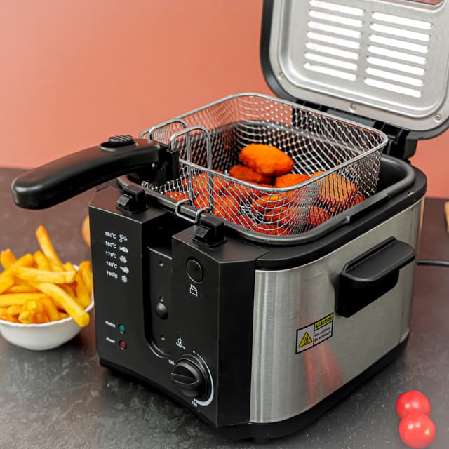 Krypton Deep Fryer, 1600W Power, KNDF6347 - 130-190 Degree Celsius Adjustable Time & Temperature ,2 L Detachable Inner Pot, Dishwasher Safe Lid