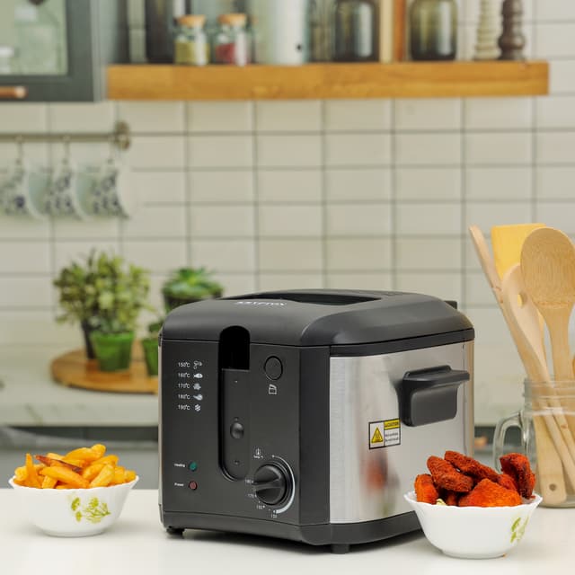 Krypton Deep Fryer, 1600W Power, KNDF6347 - 130-190 Degree Celsius Adjustable Time & Temperature ,2 L Detachable Inner Pot, Dishwasher Safe Lid