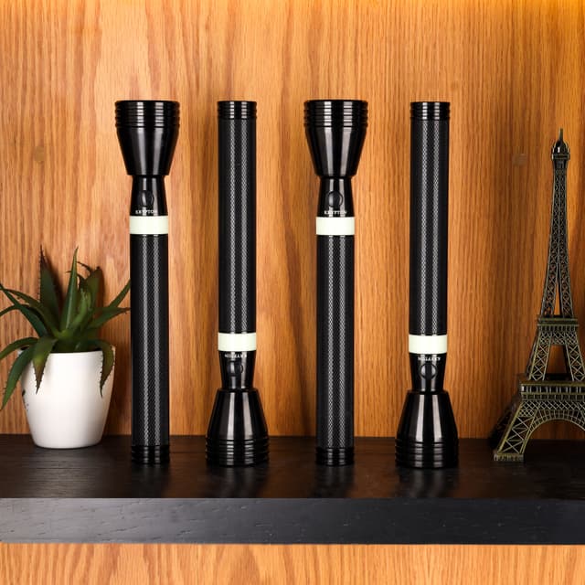 Krypton 4Pc Rechargeable LED Flashlight Set –CREE LED TorchKNFL5404 – Water Resistant, Aluminium Body - 3000M Distance Range, Powerful Torch for Camping Hiking Indoor Outdoor Activities