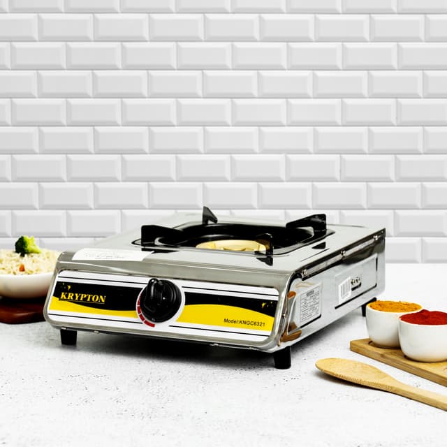 Krypton Stainless Steel Gas Cooker, Large Twin Tube Burner - KNGC6321, Automatic Ignition System, Single Burner for BBQ Picnic Hiking Outdoor Cooking