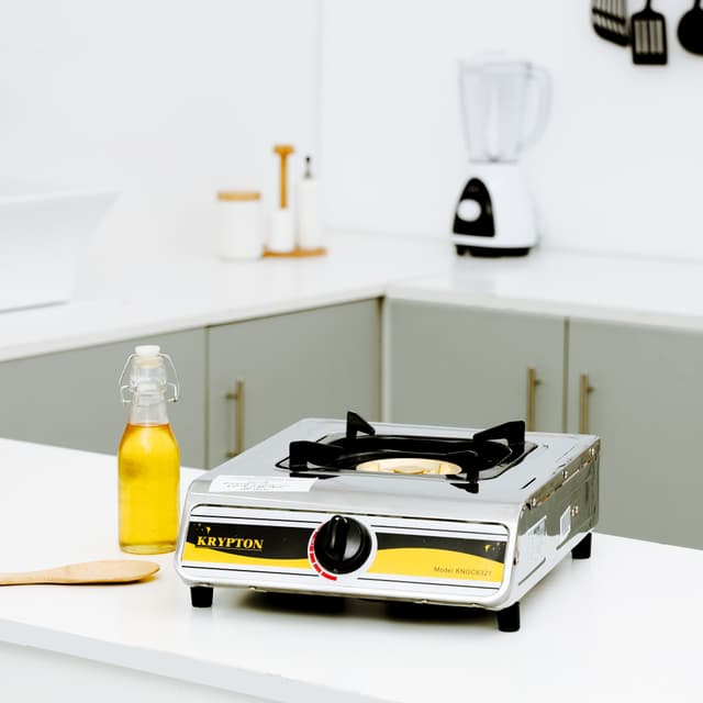 Krypton Stainless Steel Gas Cooker, Large Twin Tube Burner - KNGC6321, Automatic Ignition System, Single Burner for BBQ Picnic Hiking Outdoor Cooking