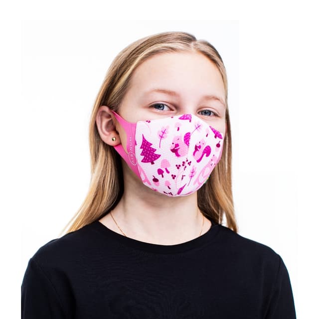 Airinum Kids Lite Air Mask - Washable/Reusable Facial Mask,with Anti-Bacterial Fabric & Replaceable Filters up to 100 Hours of use, Elastic Earloops for Perfect Fit - (Extra Small) Wild Pink