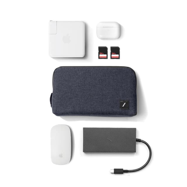 Native Union STOW LITE Organizer - Water Resistant Lightweight Travel Pouch, Crafted with Durable Canvas – Stores Cables, Chargers, AirPods & More - Indigo