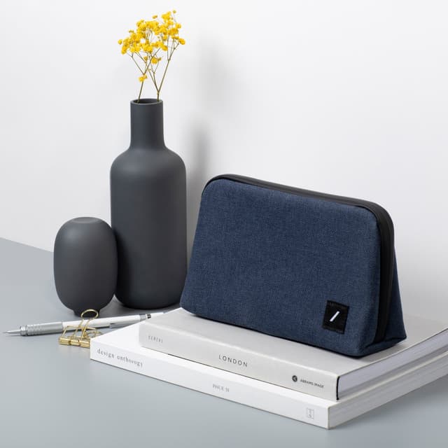 Native Union STOW LITE Organizer - Water Resistant Lightweight Travel Pouch, Crafted with Durable Canvas – Stores Cables, Chargers, AirPods & More - Indigo