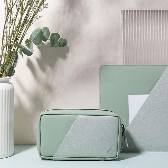 Native Union STOW TRAVEL V2 Organizer - Water Resistant Travel Pouch w/ Quick Access Front Pocket, Crafted with Durable Canvas – Stores Cables, Chargers, AirPods & More - Sage