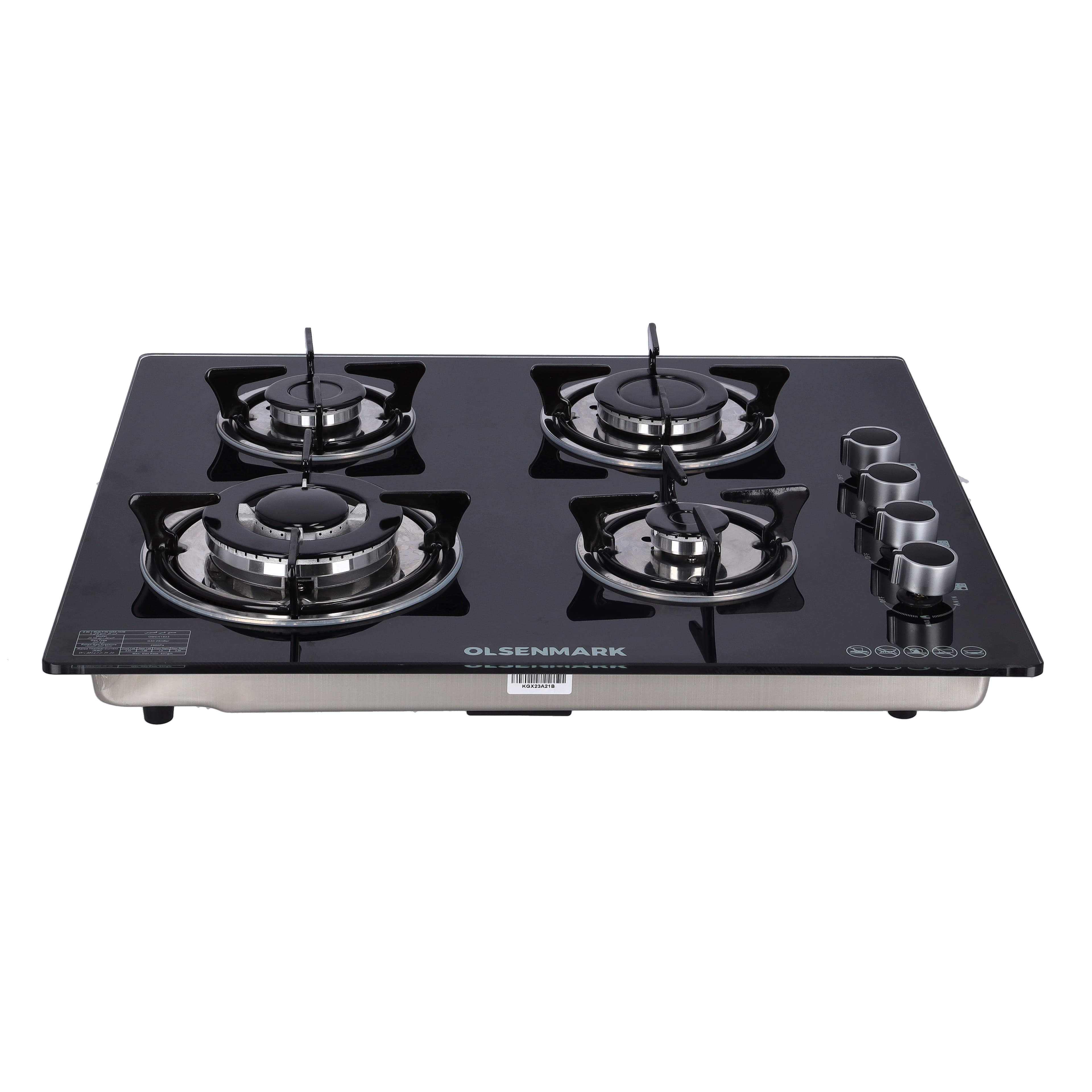 Olsenmark 2 In 1 Gas Hob - 8mm Tempered Glass Top - Brass Burner - Auto-Ignition - Thick Pan Support | Bakelite Knobs | Low Gas Consumption | 2 Years Warranty