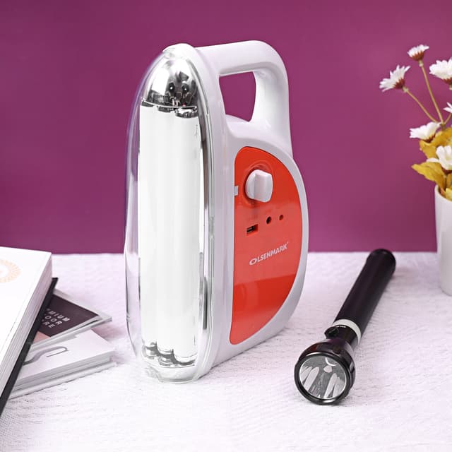 Olsenmark Emergency Lantern & Flashlight, 2 In 1 - 60 Pcs Smo Led With Three Tube Light - Usb Mobile